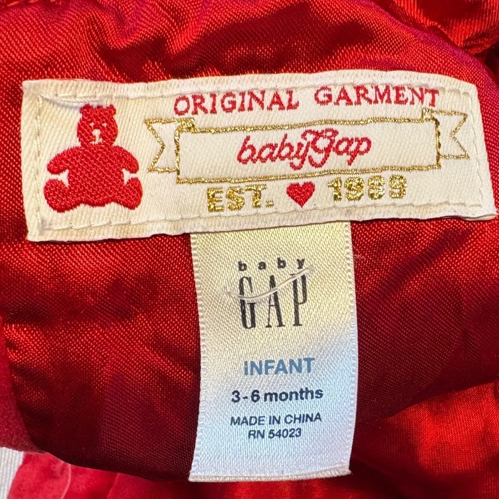 Baby Gap Red Velvet Holiday Dress Infant 3-6 Months Heart Buttons 400026-00‎